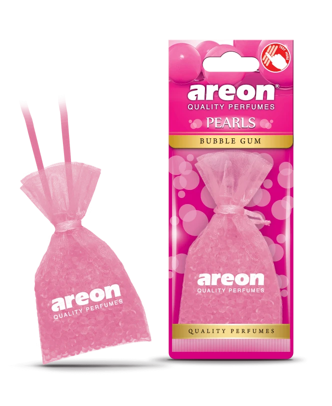 Areon Pearls Classic Bubble Gum air freshener with pink pearl-shaped design from Areon Canada, displayed in the image.
